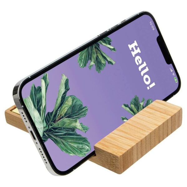 bloknotlu bambu telefon tutucu